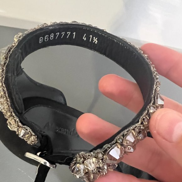 NWOT ALEXANDER MCQUEEN Crystal Strap Sandal in Black/Crystal/Silver (41.5) - Picture 8 of 9